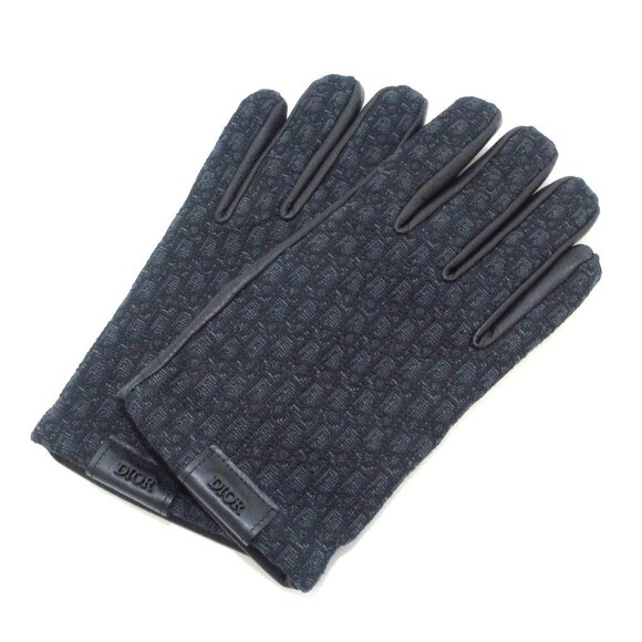 Christian Dior Gray Black Jacquard Grain Leather Men's 754-081725 - Picture 1 of 6